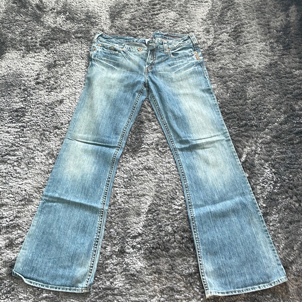 Size 34 silver jeans. Bootleg